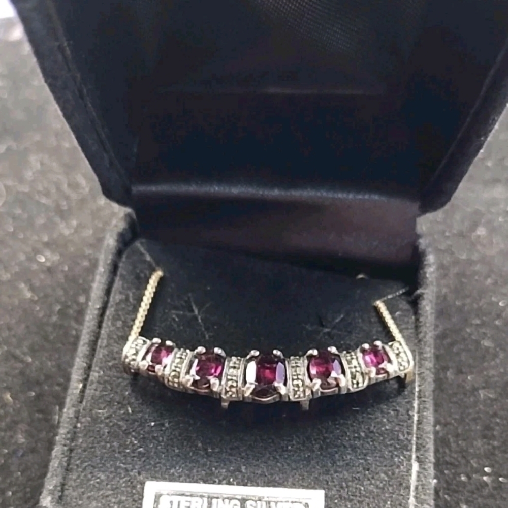 Sterling Silver Red Garment Necklace